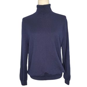 J Crew wool sweater sz Large navy blue Turtleneck
